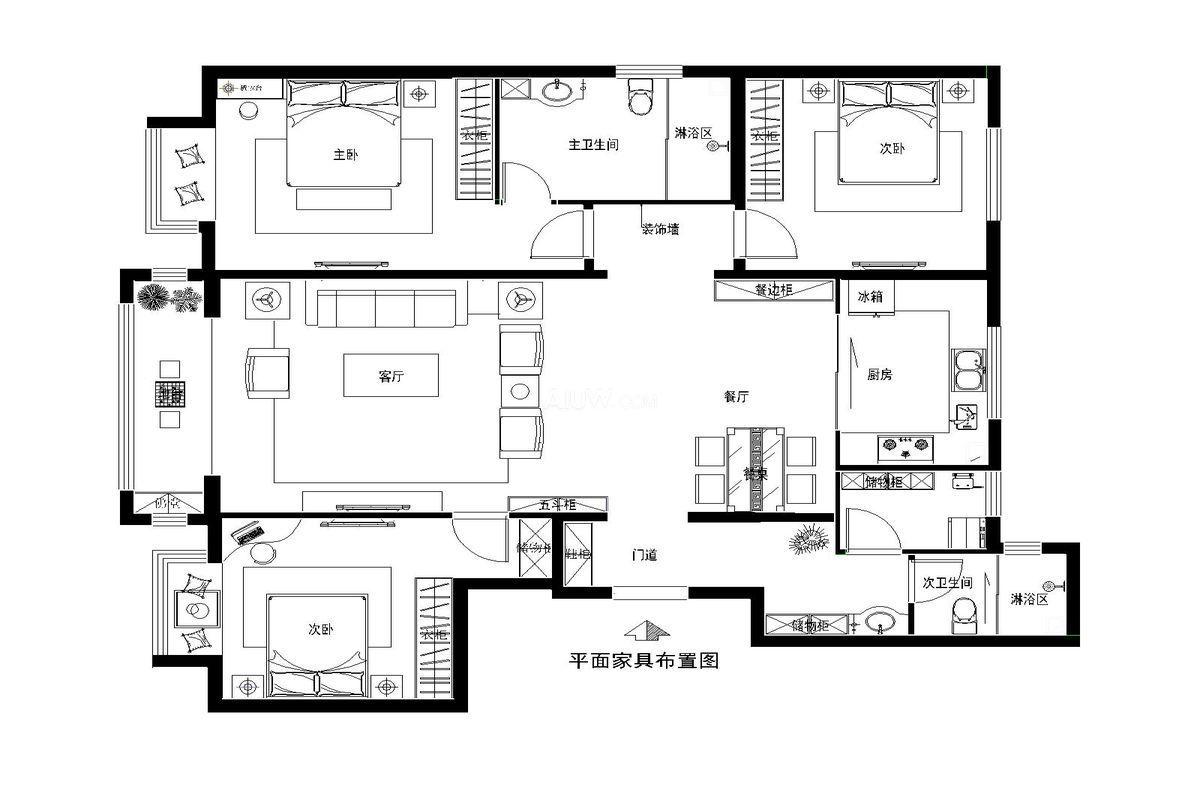 70兩房一廳裝修效果圖，70平兩室一廳裝修圖